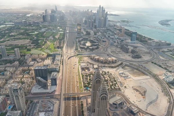 Dubai Uae December 2016 Aerial View Downtown Skyline Helicopter City — Stock Photo, Image