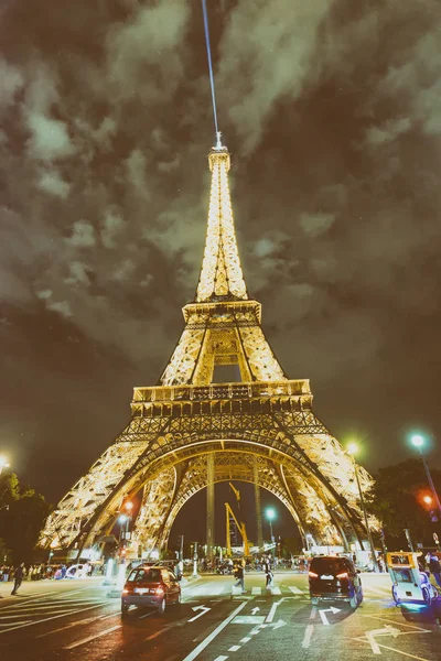 Paříž Červen 2014 Noční Pohled Tour Eiffel Nejnavštěvovanější Památky Francii — Stock fotografie