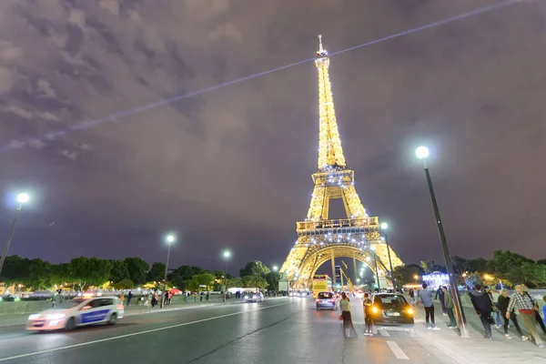 Paris Juni 2014 Natteudsigt Tour Eiffel Dette Det Mest Besøgte - Stock-foto