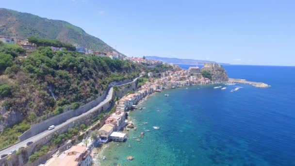 Vista Aérea Costa Scilla Calabria Italia Video — Vídeo de stock