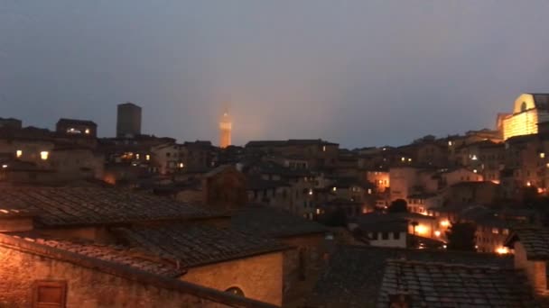 Picturesque View Antique Stone Buildings Old Town Illuminated Evening — Stock Video