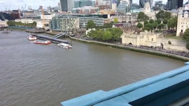 Utsikt Över Londons Silhuett Och Themsen Storbritannien — Stockvideo