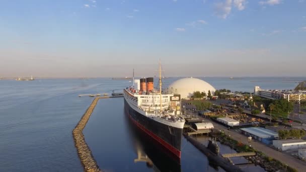 Длинг Бич Калифорния Августа 2017 Года Rms Queen Mary Океанский — стоковое видео