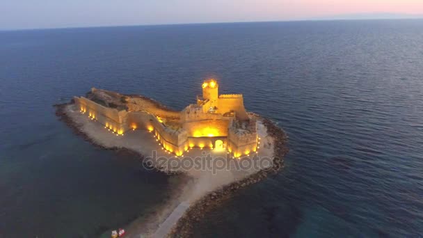 Panoramatický Letecký Pohled Aragonská Pevnost Kalábrie Itálie Video — Stock video