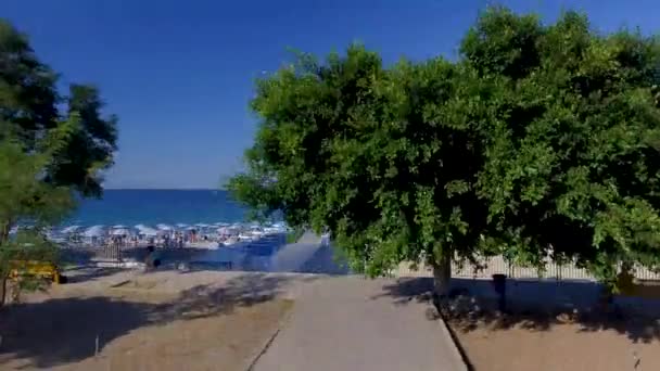 Increíble Playa Con Sombrillas Costa Del Océano Video — Vídeo de stock
