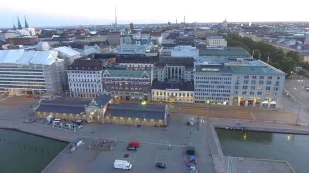 Piękny Widok Portu Helsinkach Finlandia Lotu Ptaka Wideo — Wideo stockowe