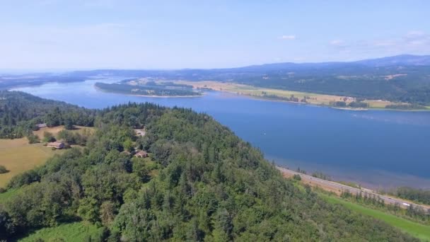 Columbia River Řeka Severozápadní Cásti Severní Ameriky Úžasný Letecký Pohled — Stock video