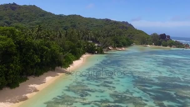 Vista Pitoresca Anse Fonte Argent Digue Island Seychelles — Vídeo de Stock