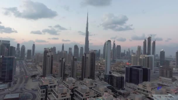 Vista Aérea Los Rascacielos Del Centro Dubai Emiratos Árabes Unidos — Vídeos de Stock