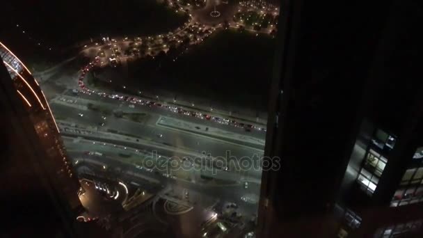 Abu Dhabi Innenstadt Bei Nacht Blick Durch Fenster Vereinigte Arabische — Stockvideo