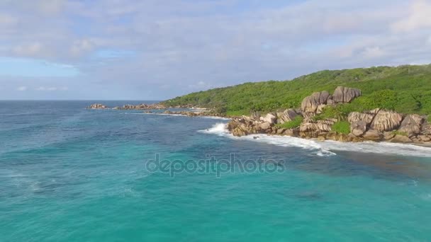 Malowniczy Widok Plaży Grand Anse Digue Island Seszele Wideo — Wideo stockowe