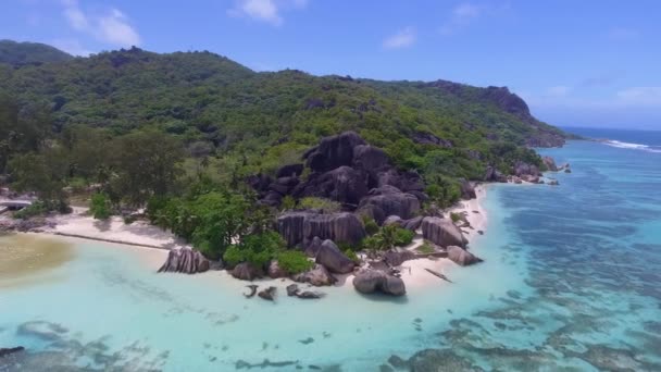 Pintoresca Vista Anse Source Argent Isla Digue Seychelles — Vídeo de stock