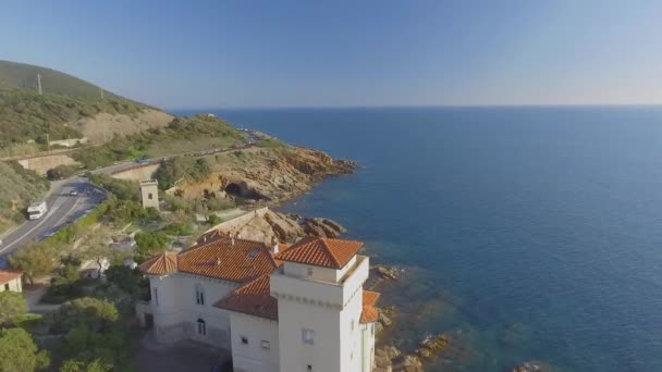 Hermosa Vista Aérea Costa Calafuria Italia Video — Vídeos de Stock