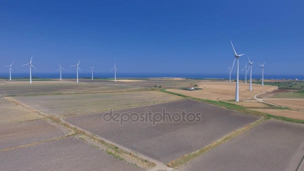 Vue Aérienne Des Moulins Vent Industriels Campagne Vidéo — Video