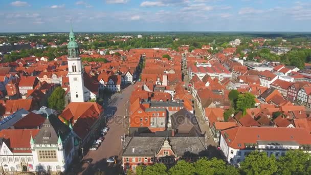 Vista Aérea Del Paisaje Urbano Celle Alemania Vídeo — Vídeo de stock