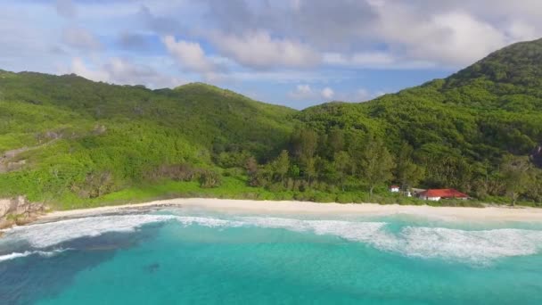 Vedere Pitorească Plaja Grand Anse Insula Digue Seychelles Videoclip — Videoclip de stoc