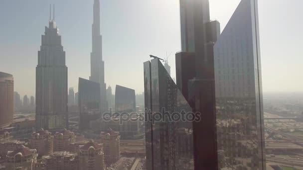 Вид Воздуха Небоскребы Dubai Downtown Оаэ Видео — стоковое видео