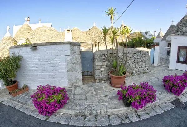 Alberobello Hem Och Berömda Trulli Sommar Apulien Italien — Stockfoto