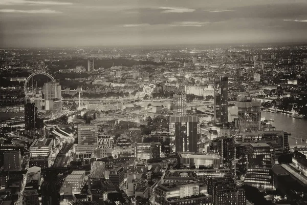 Panorama Města Podél Řeky Temže Noci Letecké Zobrazit Londýn Velká — Stock fotografie