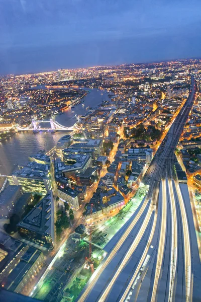 Городской Пейзаж Вдоль Реки Тамс Ночным Вокзалом Лондонский Мост Вид — стоковое фото