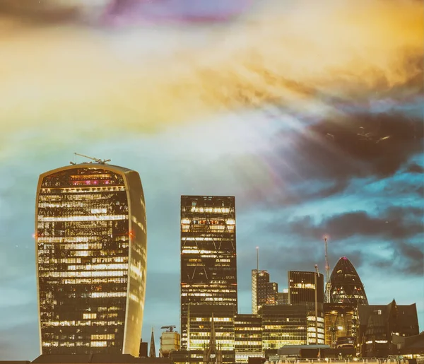 Canary Wharf Skyscrapers Sunset London — Stock Photo, Image
