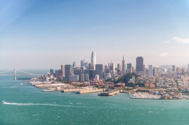 Amazing aerial skyline of San Francisco from helicopter, California - USA. clipart