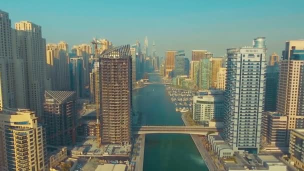 Вид Воздуха Небоскребы Dubai Marina Оаэ Видео — стоковое видео