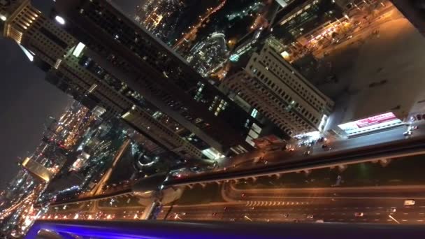 Vue Aérienne Des Gratte Ciel Dubaï Nuit Eau Vidéo — Video