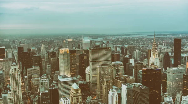 Luchtfoto Van New York Manhattan Skyline Bij Zonsondergang — Stockfoto