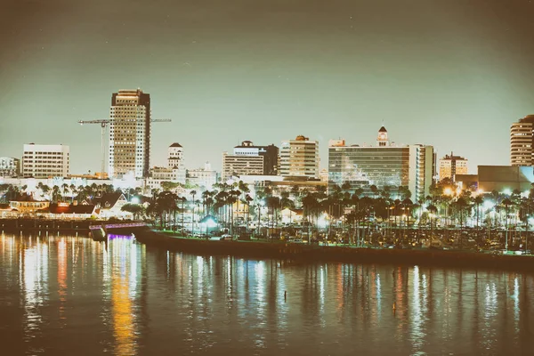 Long Beach Juli 2017 Skyline Der Stadt Bei Nacht Langer — Stockfoto