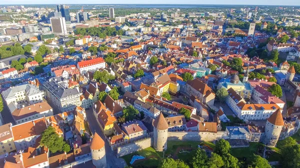 Luchtfoto Van Tallinn Bij Zonsondergang Estland — Stockfoto