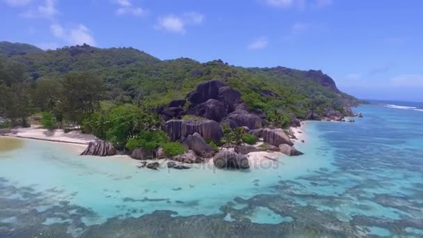 Vista Pitoresca Anse Fonte Argent Digue Island Seychelles — Vídeo de Stock