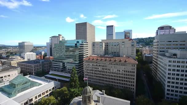 Beautiful Aerial View City Skyline Portland Famous Tourist Attraction Usa — Stock Video