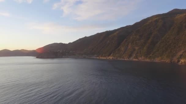 Manarola Nádherné Panoramatické Letecký Pohled Pět Zemí Itálie Video — Stock video