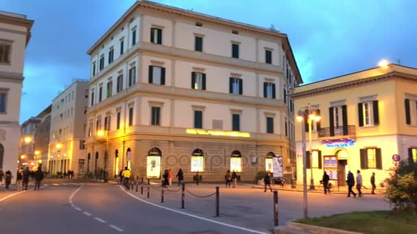 Nachtansicht Des Platzes Livorno Hafenstadt Ligurischen Meer Westküste Der Toskana — Stockvideo