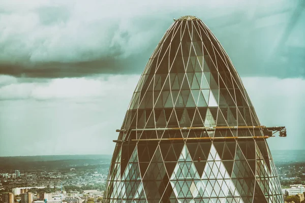 London September 2016 Gherkin Tower London Skyline Cloudy Day Building — Stock Photo, Image
