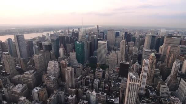 Increíble Vista Aérea Nueva York Atardecer — Vídeos de Stock