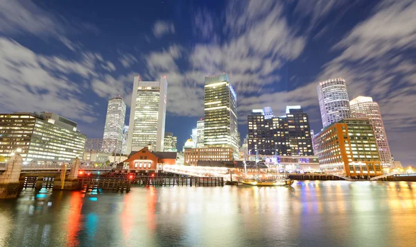 Vista Noturna Horizonte Boston Massachusetts — Fotografia de Stock