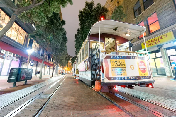 San Francisco August 2017 Cable Car Night City Streets Famous — Stock Photo, Image