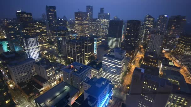 Nattvisning Downtown Vancouver British Columbia Kanada Video — Stockvideo