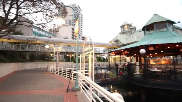 Fartyg Förtöjda Vid Nanaimo Pier British Columbia Kanada — Stockvideo