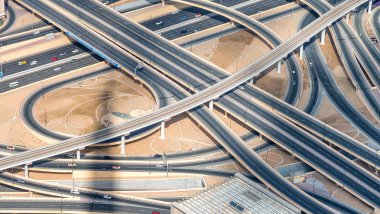 Ana yolları kavşak, havadan görünümü.