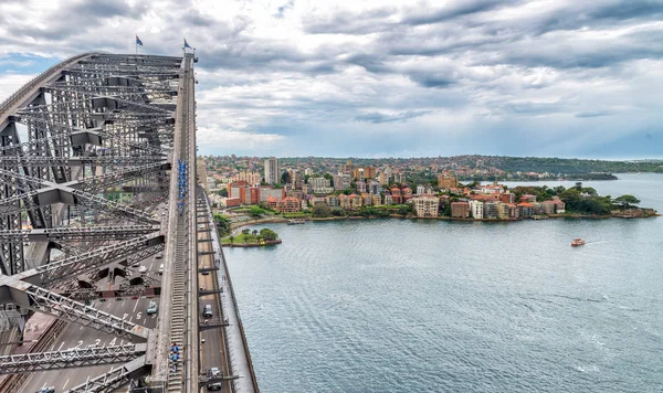 Sydney Harbour Bridge Vue Aérienne Avec Trafic Automobile — Photo