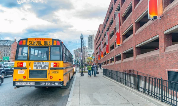 Boston October 2015 School Bus City Traffic Boston Visited Million — Stock Photo, Image