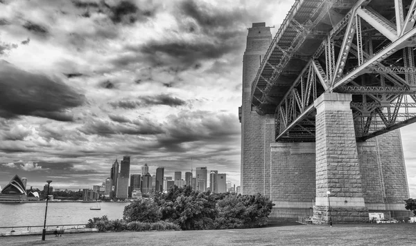 Hermosa Vista Del Puerto Sydney Día Nublado Australia — Foto de Stock