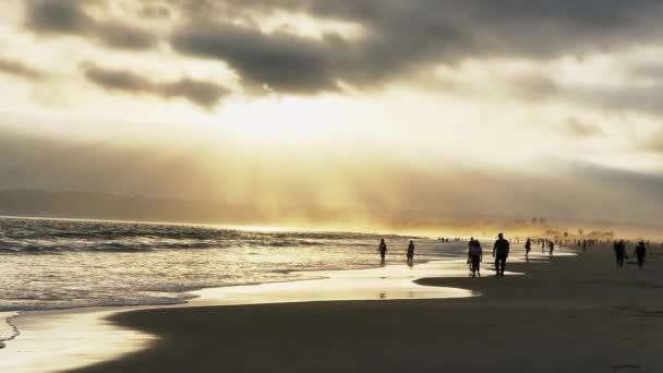 Vista Incrível Praia Oceano Pôr Sol — Vídeo de Stock