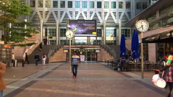 Londra Settembre 2016 Edifici Canary Wharf Dal Livello Della Strada — Video Stock