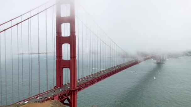 Красиві Пташиного Польоту Сан Франциско Golden Gate Bridge Місто Узбережжя — стокове відео