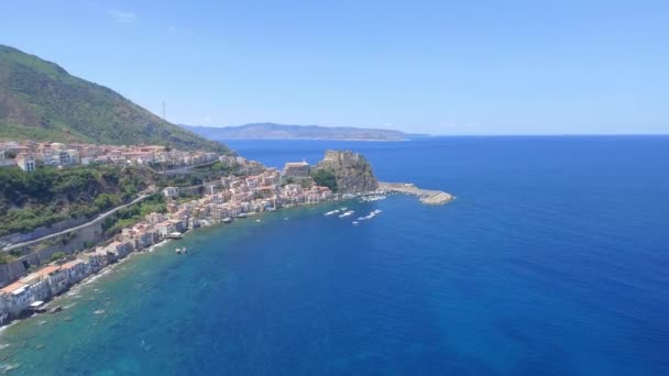 Vista Aérea Costa Scilla Calabria Italia Video — Vídeos de Stock