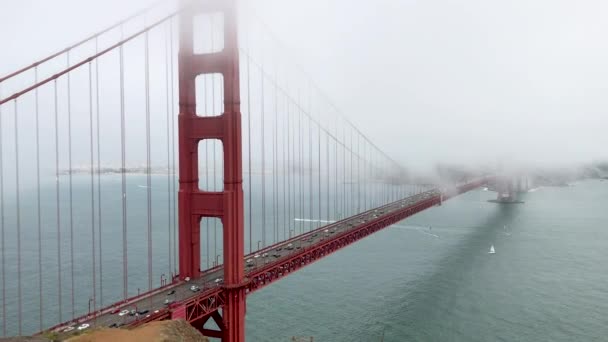 Hermosa Vista Aérea Del Puente Golden Gate San Francisco Costa — Vídeos de Stock